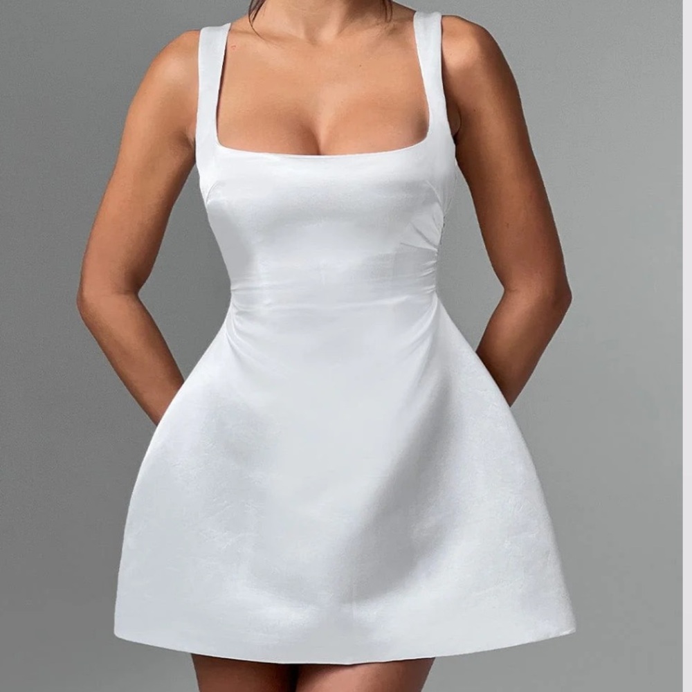 Babyboo Sofie Mini Dress in White Satin